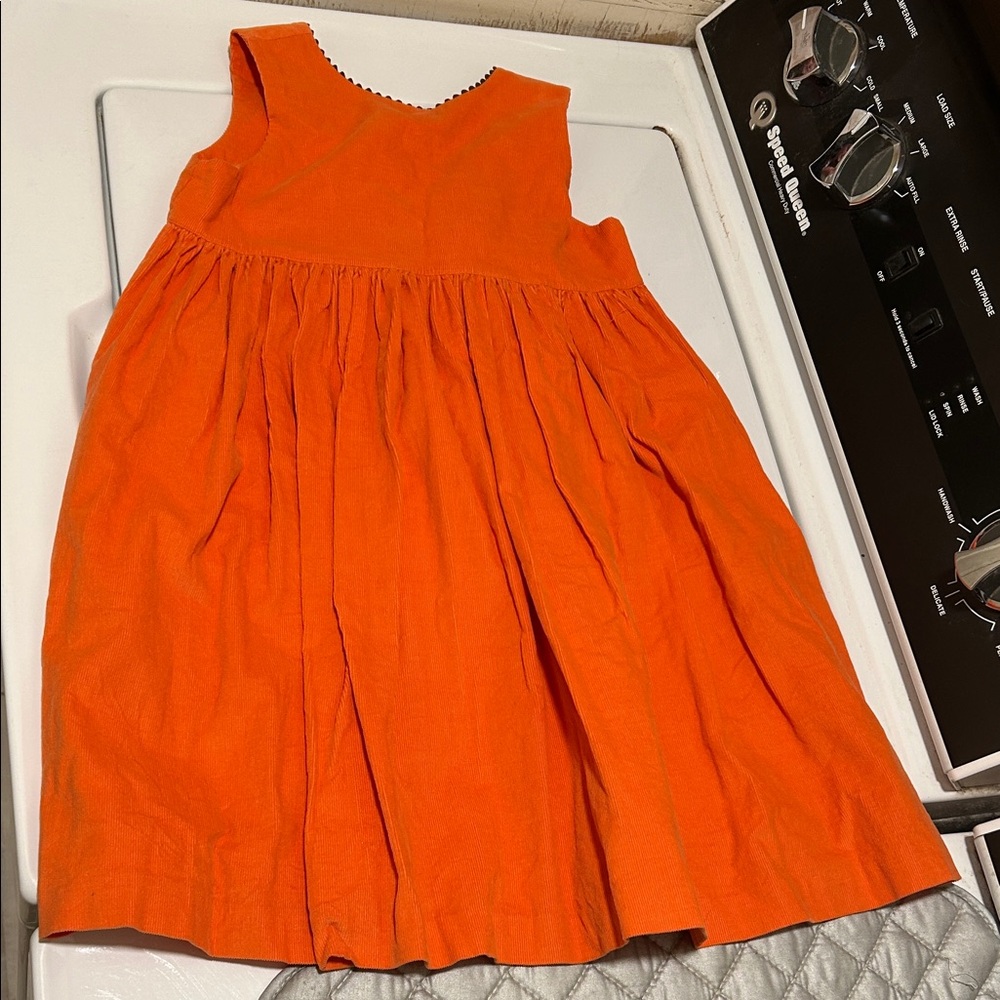 bella bliss Bright Orange corduroy Casual Kids Dress